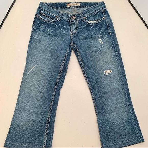 BKE Jeans Adult 28x22 Blue Star Flare Distressed Women’s - Picture 3 of 12